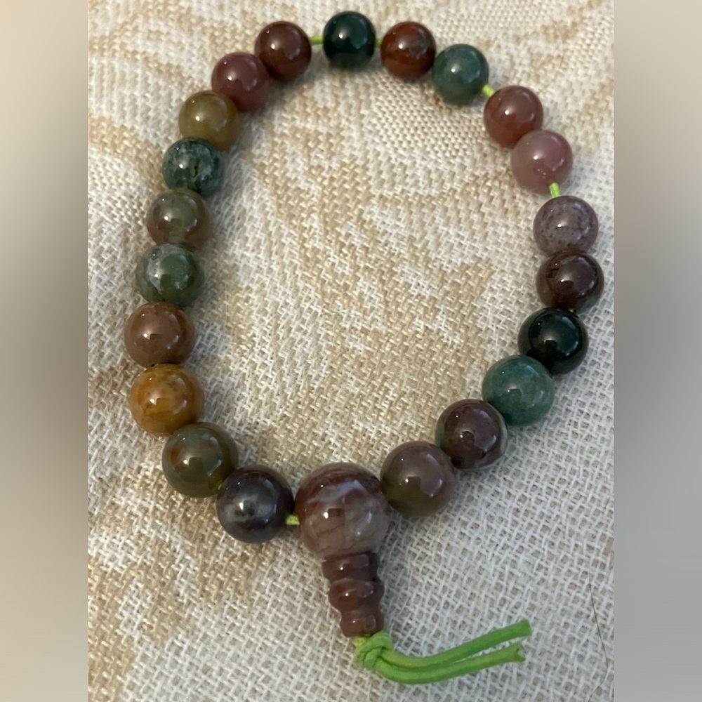 Picasso Jasper Bracelet – 7” Stretch, Handmade w/Vintage Stones